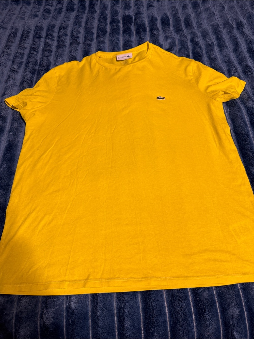 Lacoste Men’s Bright Yellow Short Sleeve Crew Tee 100% Pima Cotton